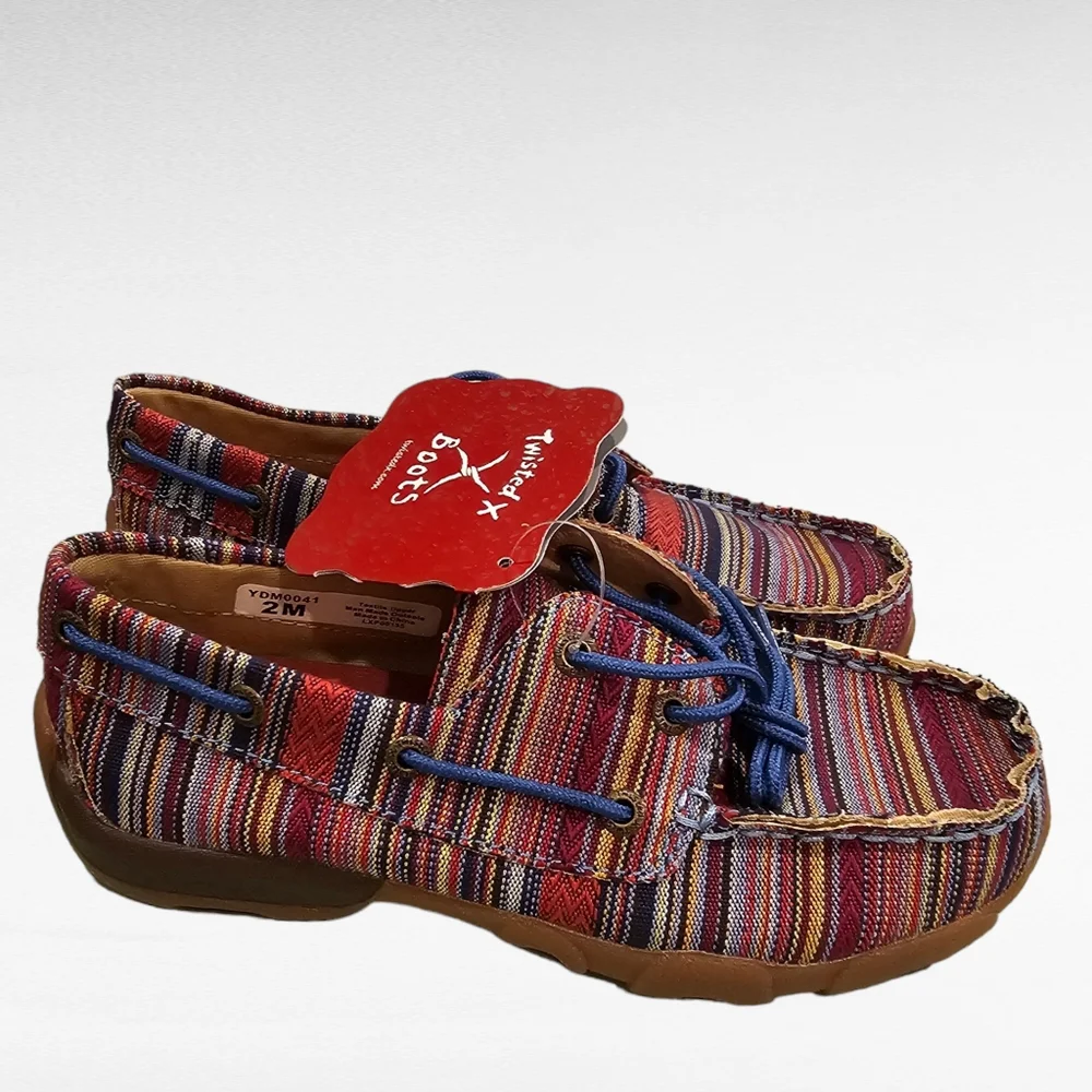 Twisted X Serape Moccasin Boat Shoes Style YDM0041 Kids Youth Size 2M